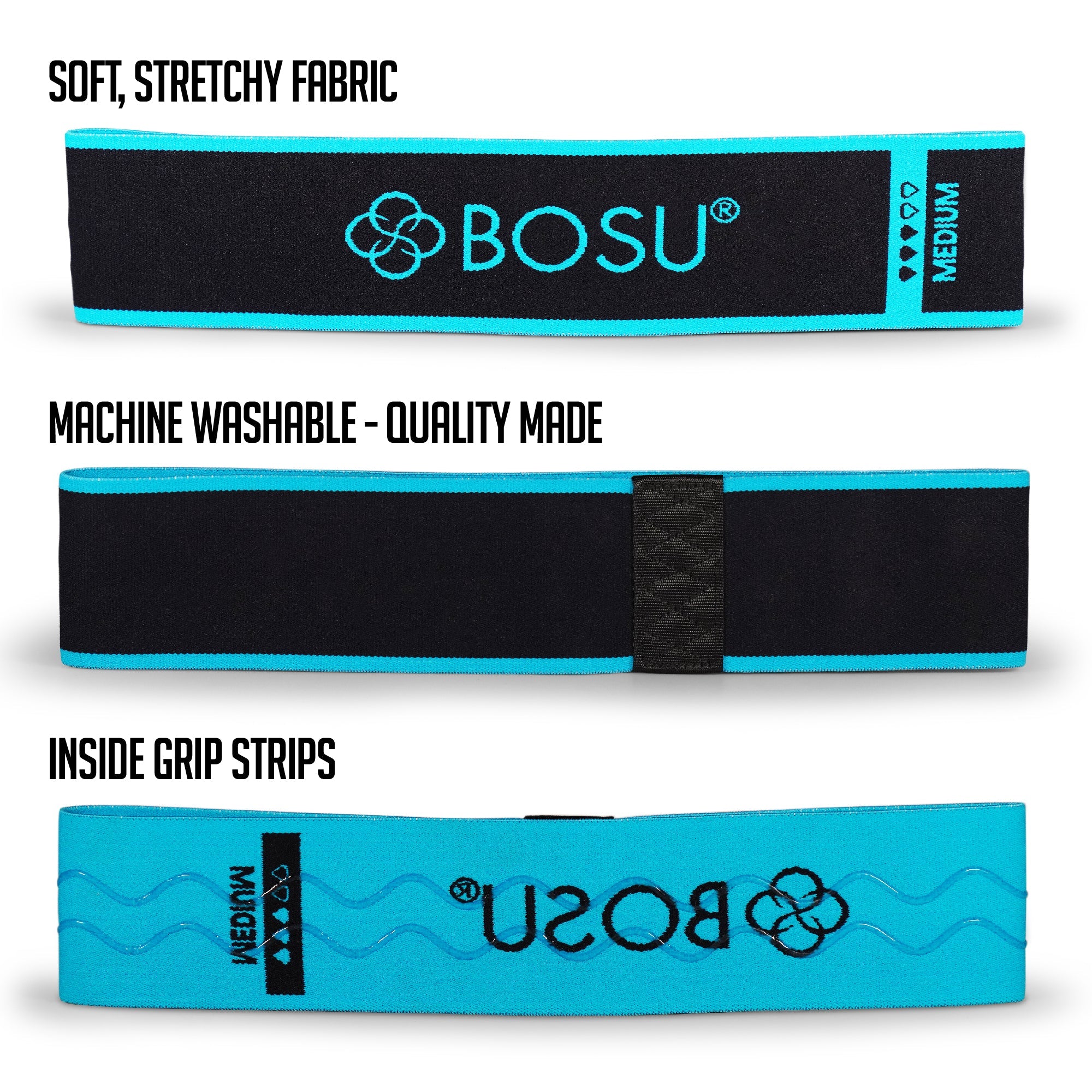 BOSU®  Fabric Resistance Bands (Single Packs - Light, Medium, Heavy)